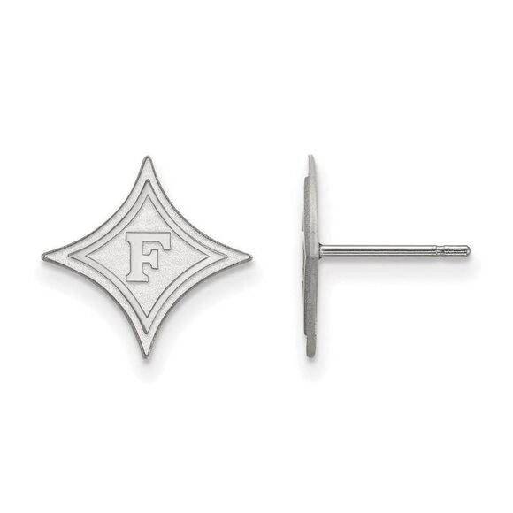 10k White Gold Furman University Small Post Earrings